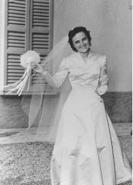 St. Gianna Molla, happy, in her wedding dress